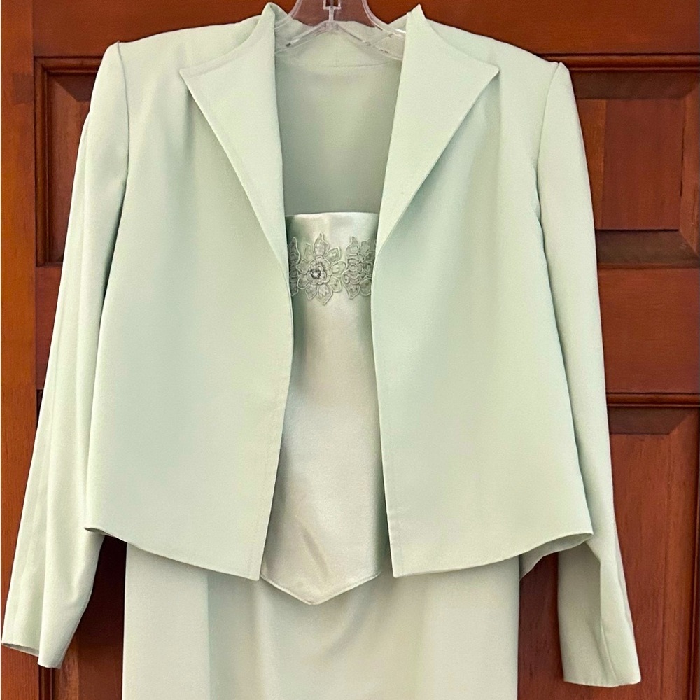 Lovely dress with jacket,pale mint green,size 12
